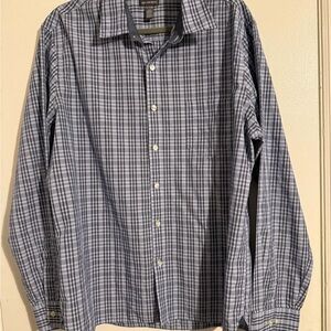 Van Heusen Navy and White NeverTuck Shirt